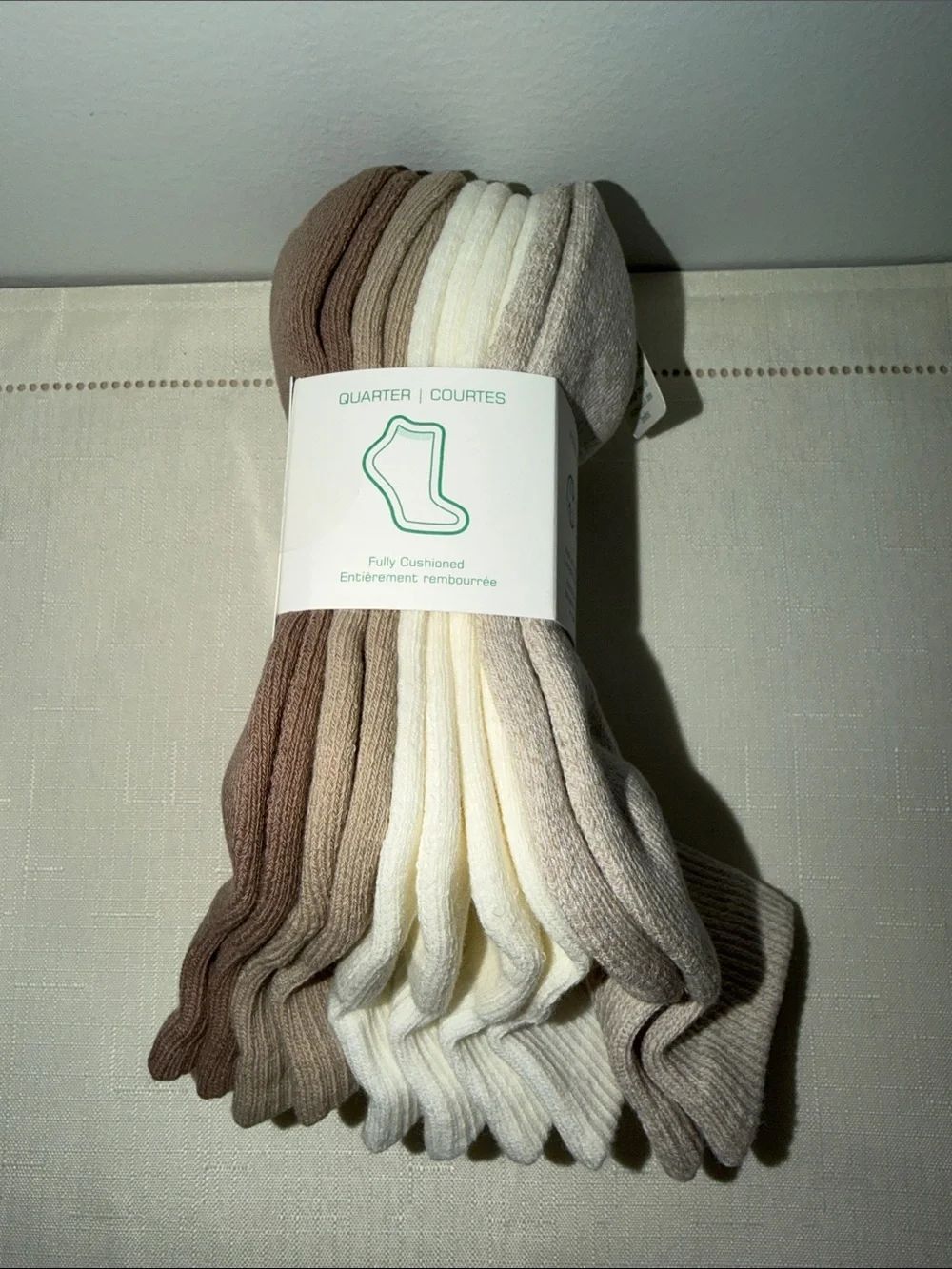 French Connectionâ5pk Ivory Heather Tan Brown Organic Cotton Blend Knit Socks - Picture 3 of 5